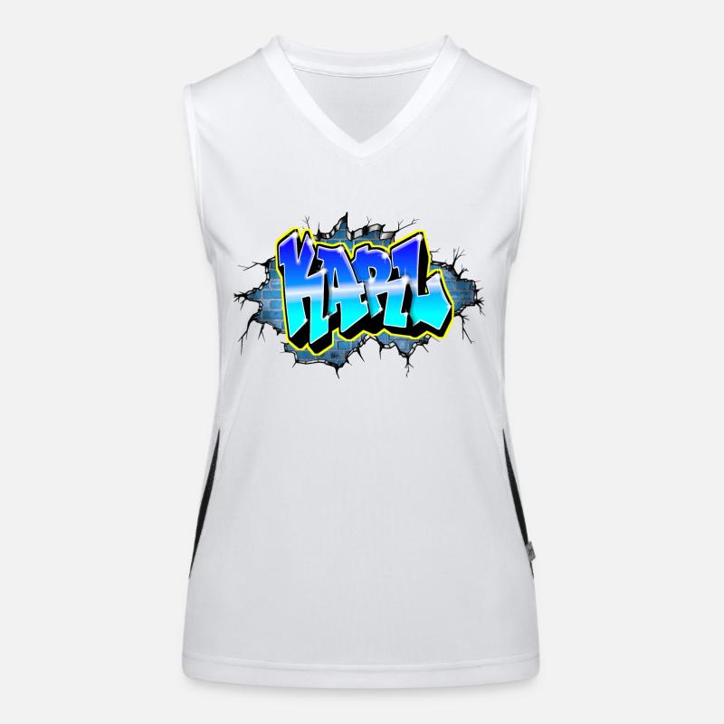 Graffiti KARL Blue Brick Crack - Women's Functional Contrast Tank Top - white/black