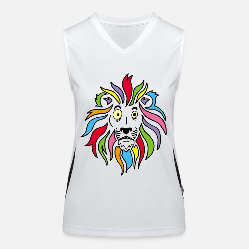 Löwe und bunte Mähne Funktionelles Kontrast-Tank Top für Frauen