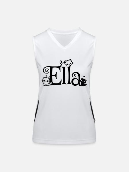 Ella Name Vorname Kätzchenname - Funktionelles Kontrast-Tank Top für Frauen - Weiß/Schwarz - Vorne