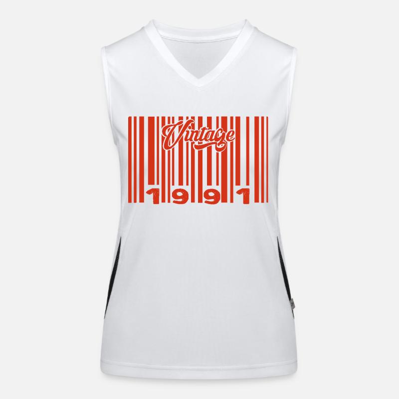 Vintage 191 Born In 191 34 Years Bar Code Birthday Women's Functional Contrast Tank Top