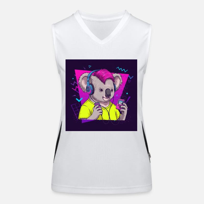 Cool Koala with Walkman - 80s Vibes Women's Functional Contrast Tank Top