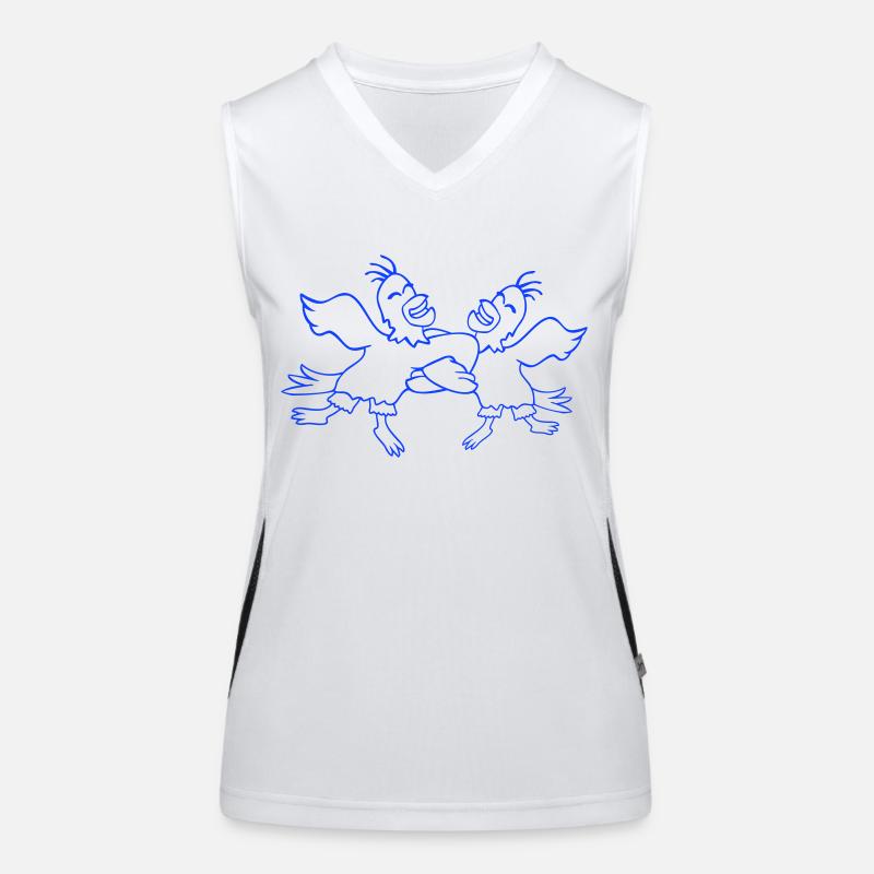 2 Ducks Dancing Circle Dance Polka Party Celebrate Fun Women's Functional Contrast Tank Top