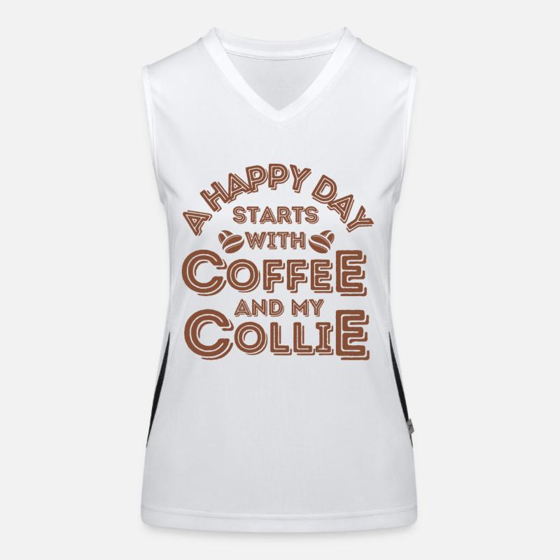 Collie Coffee Dog Cafe Women's Functional Contrast Tank Top