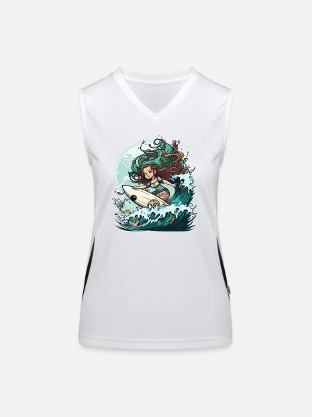 Surfing Siren - Women's Functional Contrast Tank Top - white/black - Front