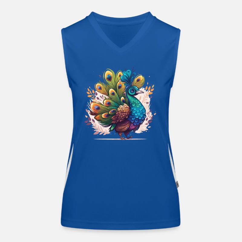 Peacock in full display Women's Functional Contrast Tank Top