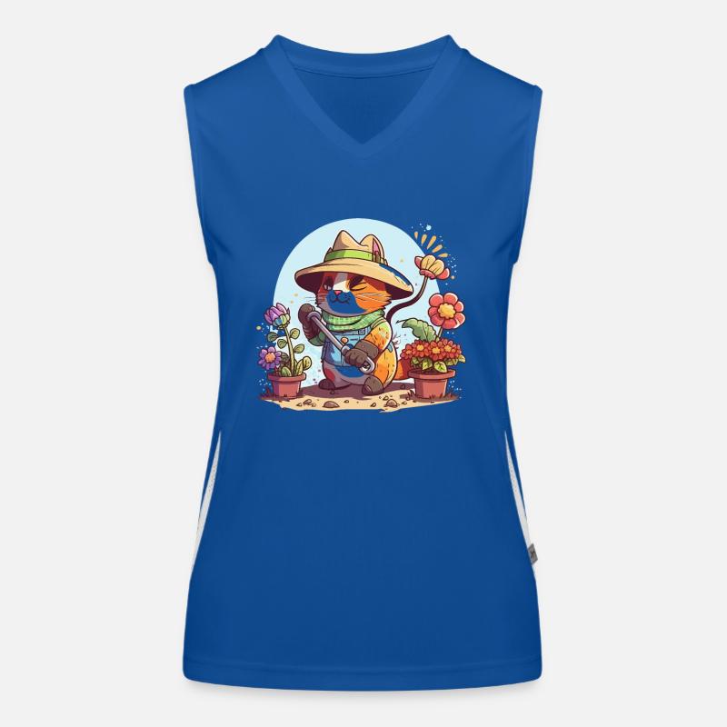 Gärtnernde Katze Funktionelles Kontrast-Tank Top für Frauen