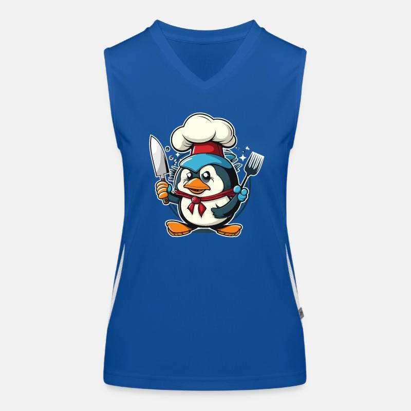 Pinguin kochen Funktionelles Kontrast-Tank Top für Frauen