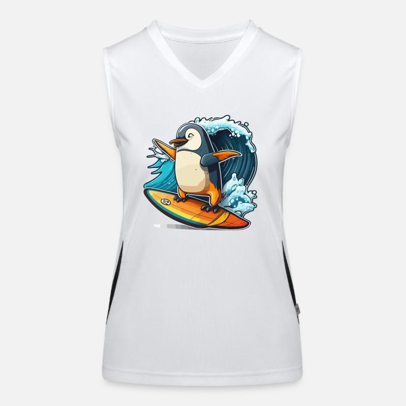 Pinguin Wave Rider Funktionelles Kontrast-Tank Top für Frauen