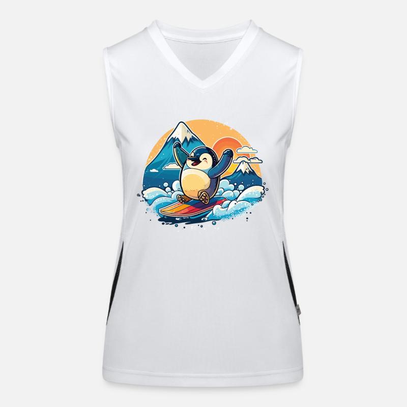 Glücklicher Pinguin Funktionelles Kontrast-Tank Top für Frauen