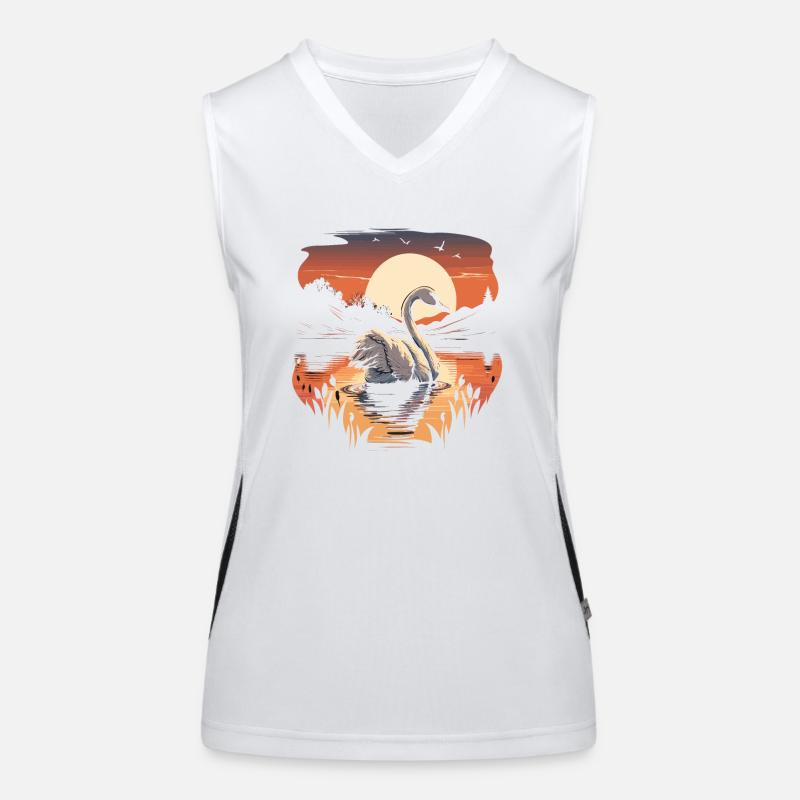 Tranquil Elegance: Swan on a Calm Lake Women's Functional Contrast Tank Top