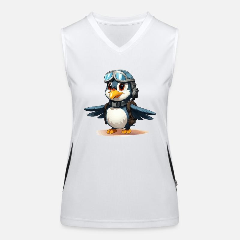 Der abenteuerlustige Pinguin-Pilot Funktionelles Kontrast-Tank Top für Frauen