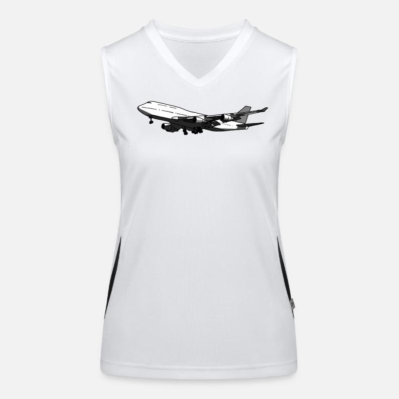 Airplane silhouette with dynamic design Women's Functional Contrast Tank Top