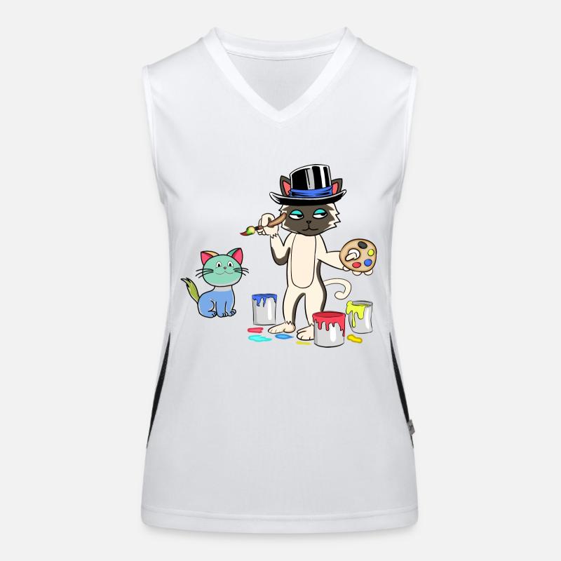 Cat Painter Master Artist Art Academy Women's Functional Contrast Tank Top