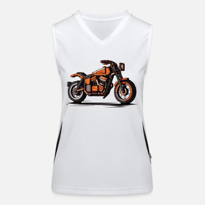 Motorrad als Oldtimer in 16-Bit Grafik Funktionelles Kontrast-Tank Top für Frauen