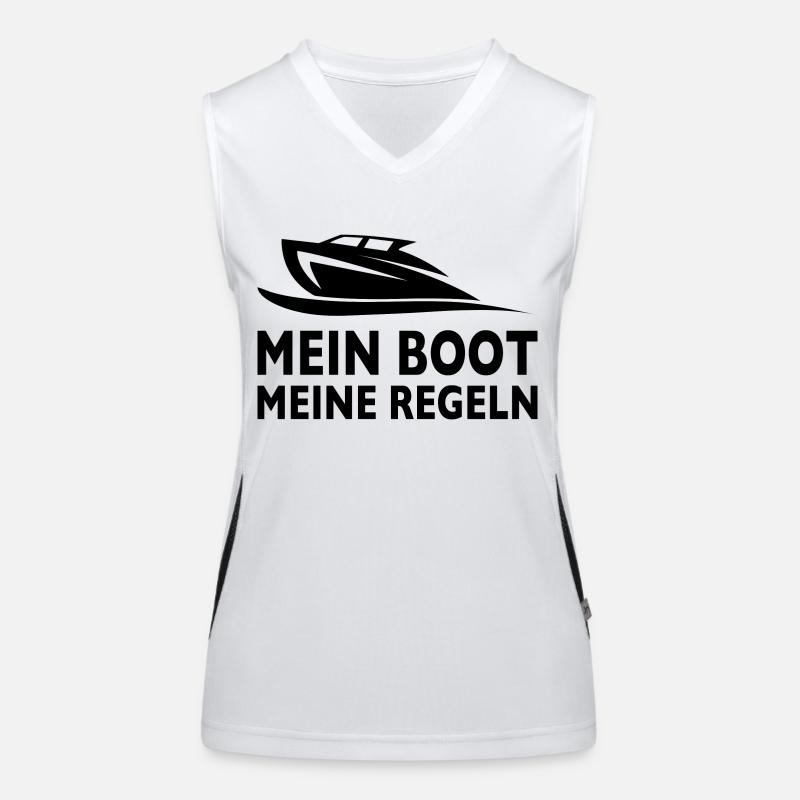 Boot Motorboot Geschenk Spruch Humor Hobby Funktionelles Kontrast-Tank Top für Frauen