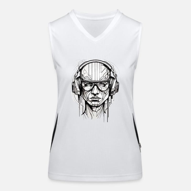DJ Robot, Electronic Music, RAVE, TECHNO, Women's Functional Contrast Tank Top