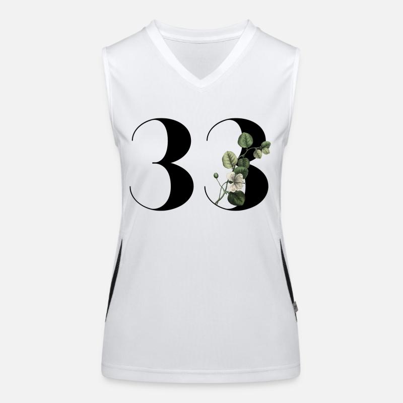 Nummer 33 Blumengrün - 33. Blumengeburtstag Funktionelles Kontrast-Tank Top für Frauen