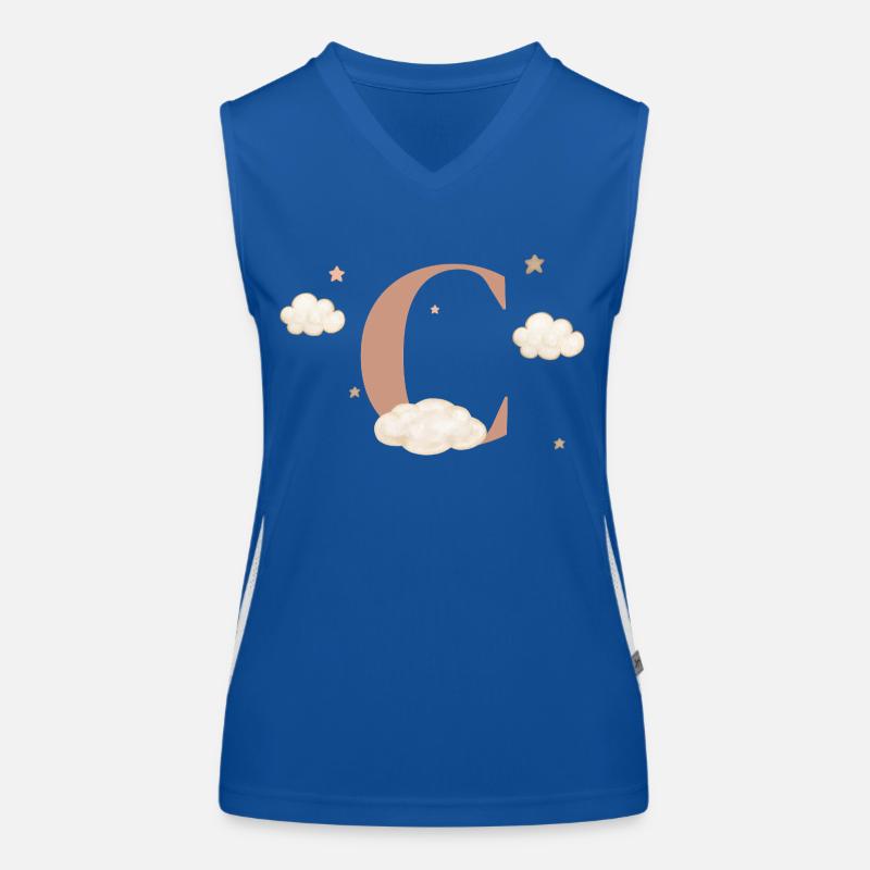 Buchstabe c bewölkt Sterne Funktionelles Kontrast-Tank Top für Frauen