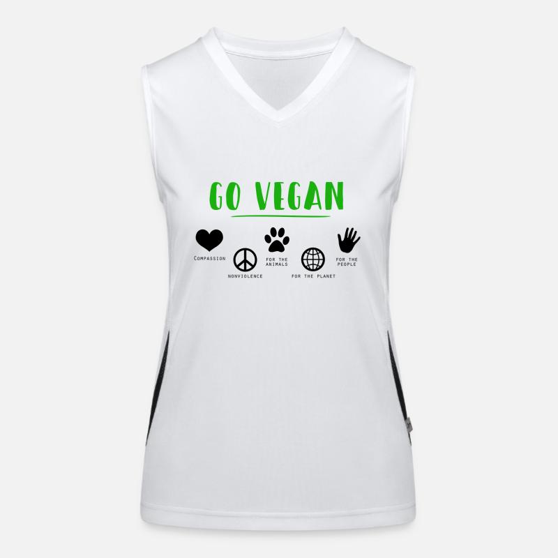 GO VEGAN - Women's Functional Contrast Tank Top - white/black