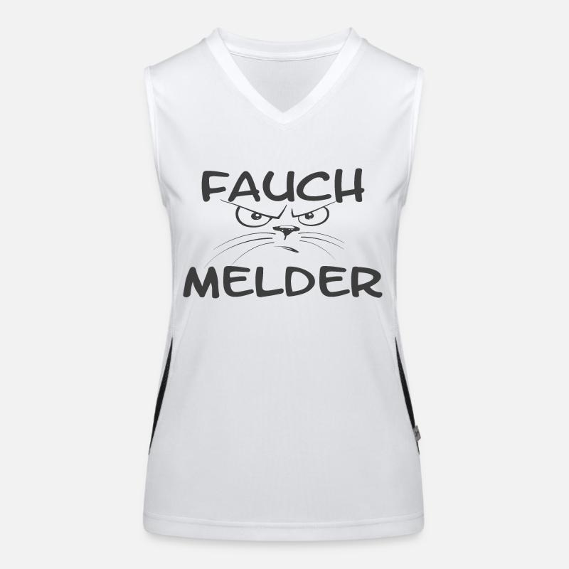 "Fauch detector" cat gray Women's Functional Contrast Tank Top