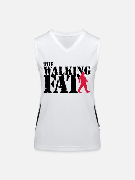The walking Fat - Zombie - Humor - Adipositas-Fett - Women's Functional Contrast Tank Top - white/black - Front