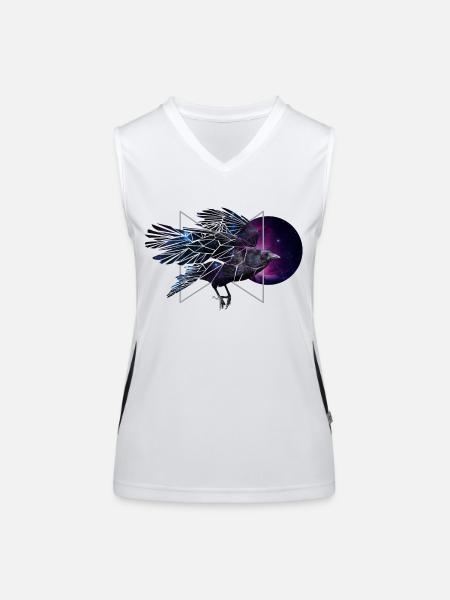 Space Raven - Funktionelles Kontrast-Tank Top für Frauen - Weiß/Schwarz - Vorne