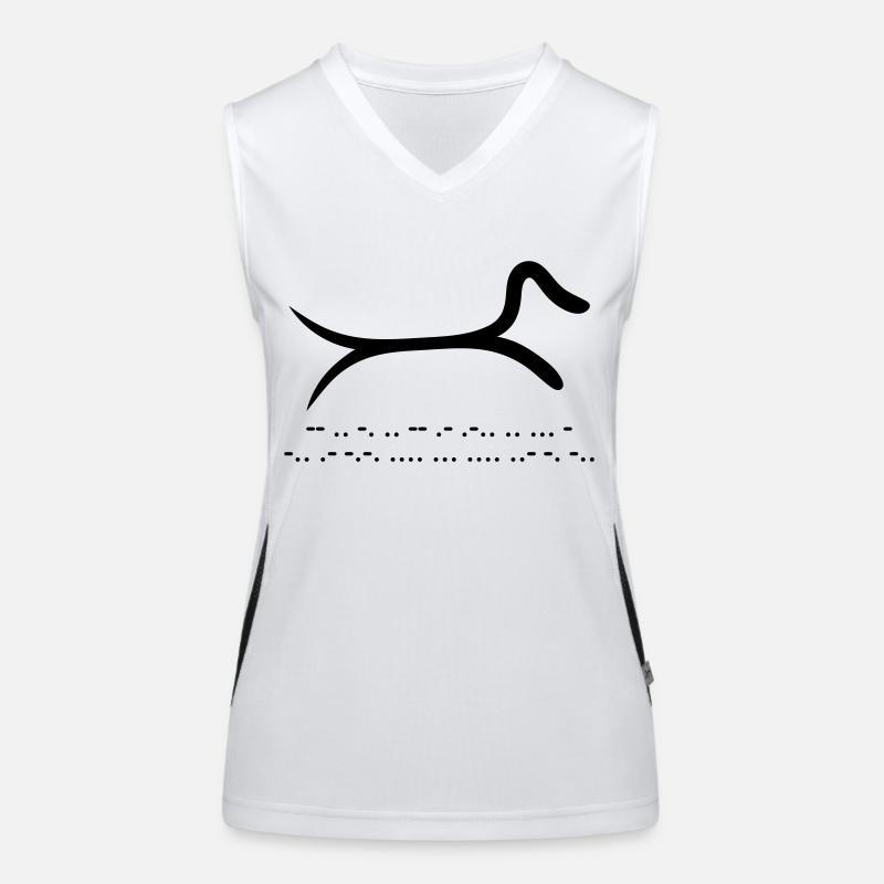 Dackel mit Morsecode Funktionelles Kontrast-Tank Top für Frauen