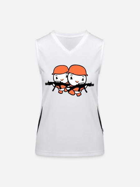 2 Ducks Soldier Army Professional Soldier Helmet Gun Races - Women's Functional Contrast Tank Top - white/black - Front