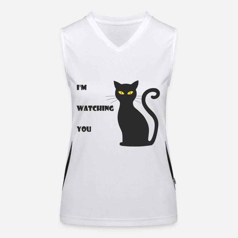 Staring cat - Women's Functional Contrast Tank Top - white/black