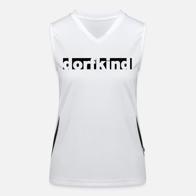 dorfkind, dorf, Dorfkind tshirt, JGA. Funktionelles Kontrast-Tank Top für Frauen
