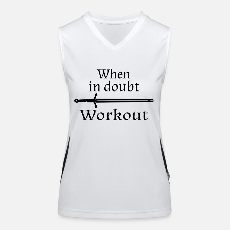 when in doubt work out motto schwarz Funktionelles Kontrast-Tank Top für Frauen