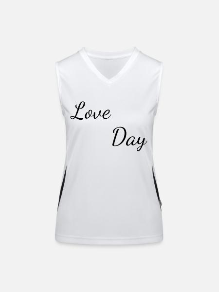 Love Day - Débardeur respirant contrasté Femme - blanc/noir - Devant