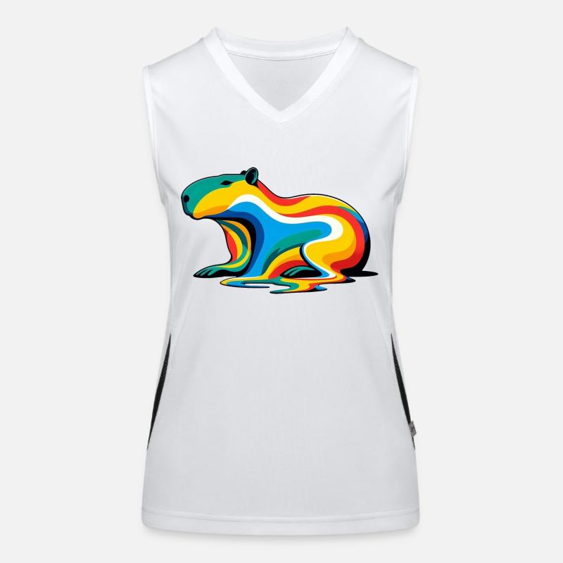 Melting Rainbow Capybara Women's Functional Contrast Tank Top