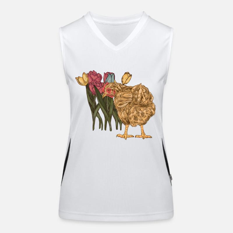 Chicken Chickens Poultry Chicken Coop Flowers Women's Functional Contrast Tank Top