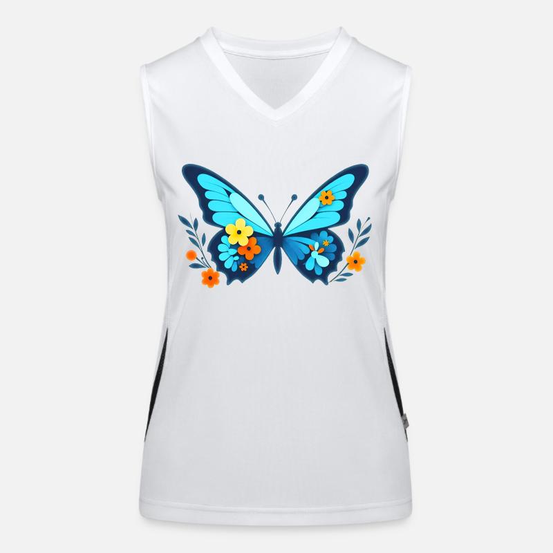Papillon avec des fleurs Débardeur respirant contrasté Femme