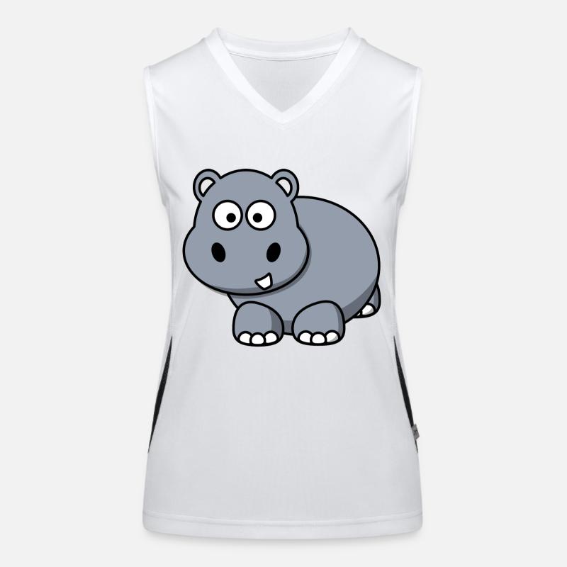 Nilpferd Happy Hippo Comic Stil für Kinder Funktionelles Kontrast-Tank Top für Frauen