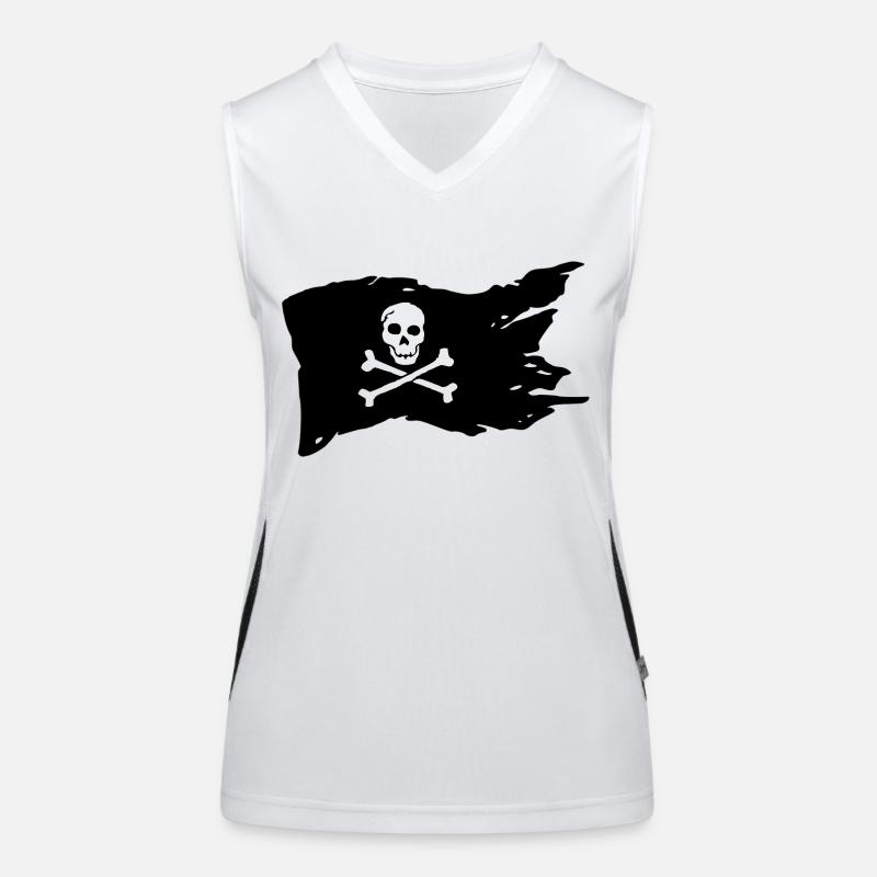 Drapeau Pirate Drapeau Drapeau Pirate Skull Ship Débardeur respirant contrasté Femme