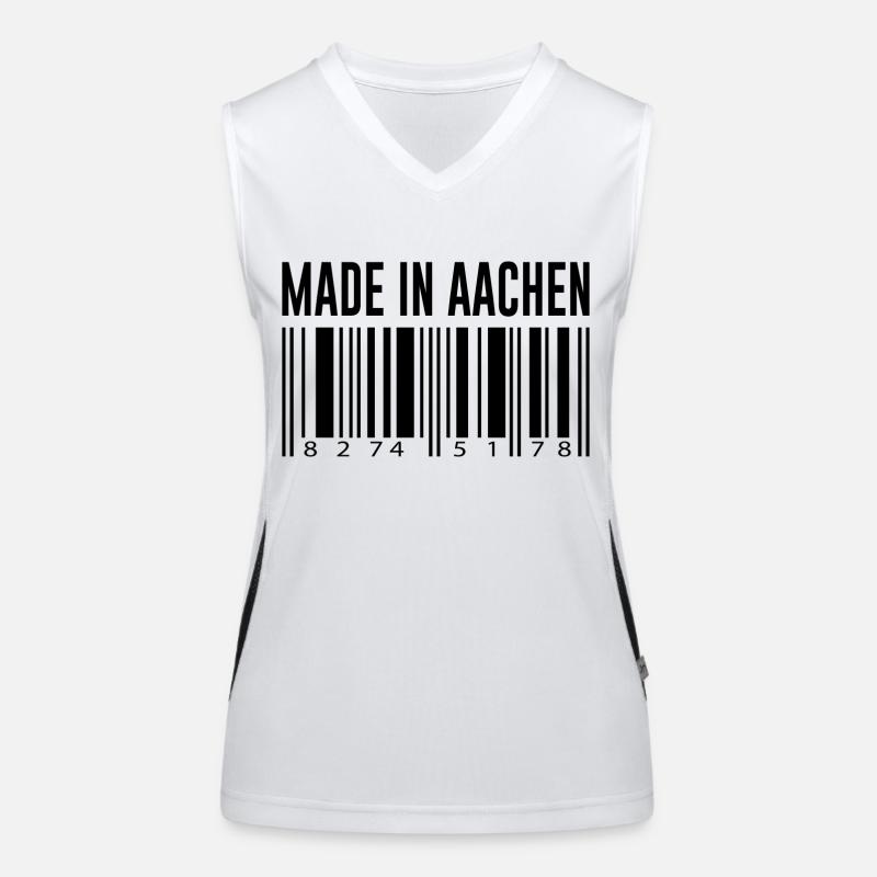 Aachen Deutschland Stadt Strichcode Geschenk Funktionelles Kontrast-Tank Top für Frauen