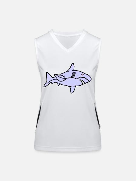 Poisson Requin Prédateur Eau Graffiti Océan - Débardeur respirant contrasté Femme - blanc/noir - Devant