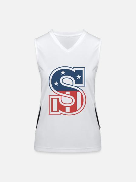 Letter S USA - Women's Functional Contrast Tank Top - white/black - Front