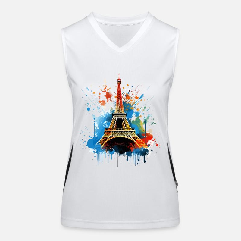 Paris Eiffelturm Frankreich Stadt Skyline Kunst Funktionelles Kontrast-Tank Top für Frauen