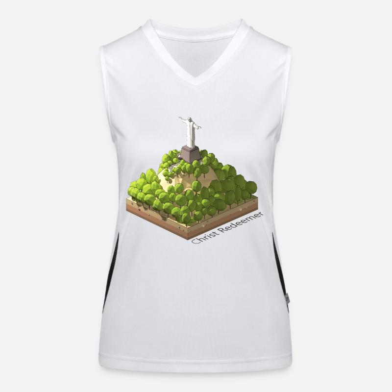 Geometric low poly Christ the Redeemer Women's Functional Contrast Tank Top
