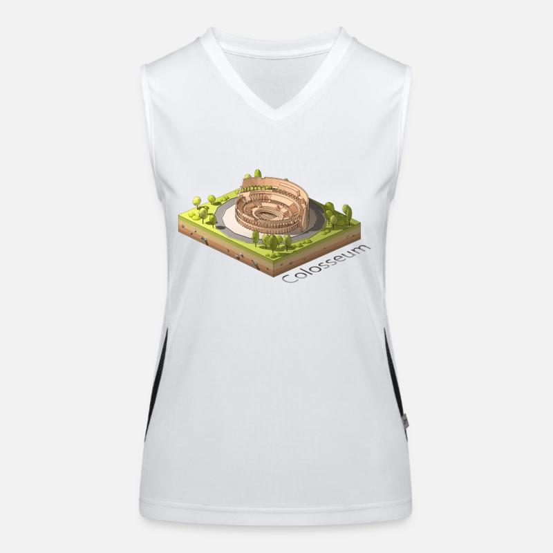 Geometrisches Low-Poly das Kolosseum Funktionelles Kontrast-Tank Top für Frauen