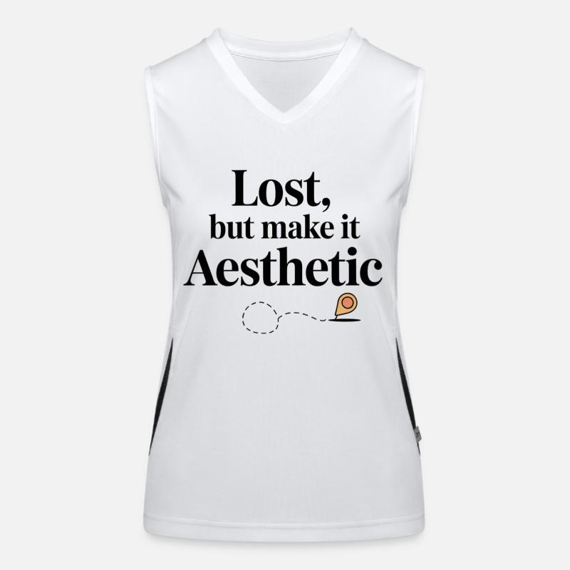 Lost But Aesthetic GIS Map Pin Design Women's Functional Contrast Tank Top