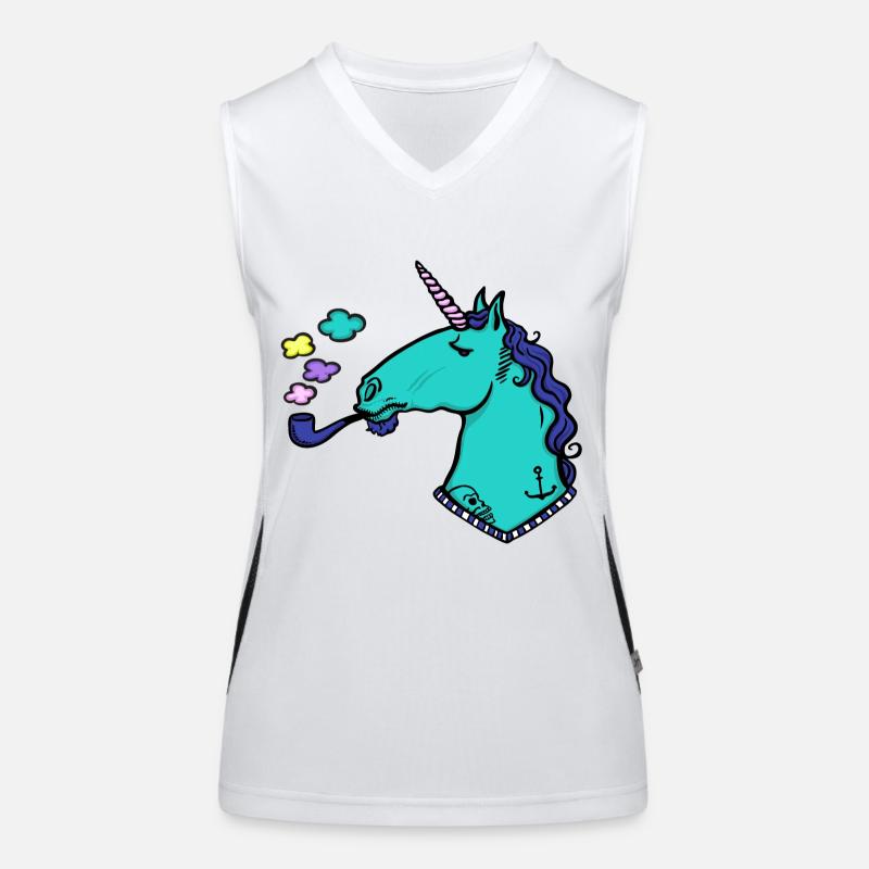 Unicorn with tattoos and beard Women's Functional Contrast Tank Top