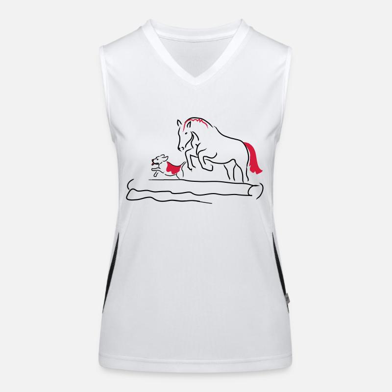 Springpferd mit Hund Funktionelles Kontrast-Tank Top für Frauen