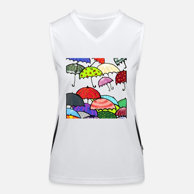 Die Schirmparade, eine bunte Geschenkidee. Kunst Funktionelles Kontrast-Tank Top für Frauen
