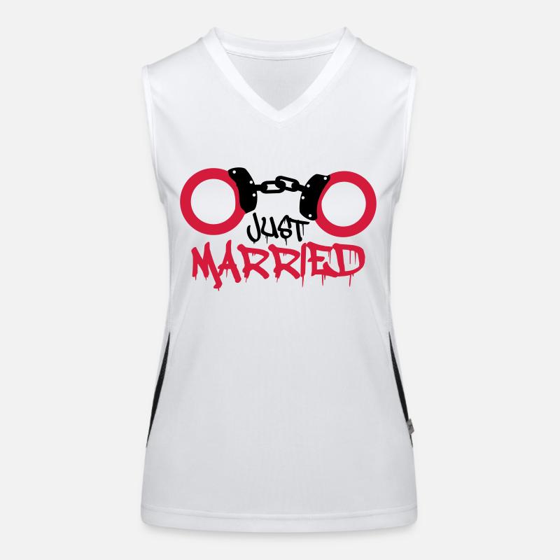 Just married Handschellen Gefangen lustig Funktionelles Kontrast-Tank Top für Frauen
