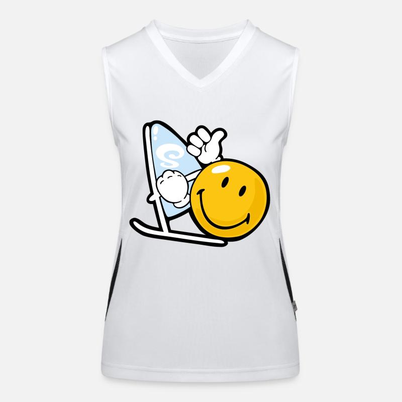 Smiley Windsurfing - Women's Functional Contrast Tank Top - white/black