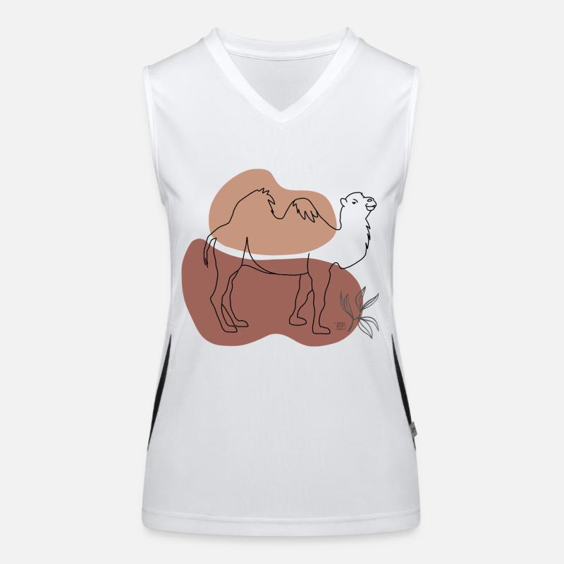 "Kamel", Boho Line Art Design, Serie "Desert" Funktionelles Kontrast-Tank Top für Frauen